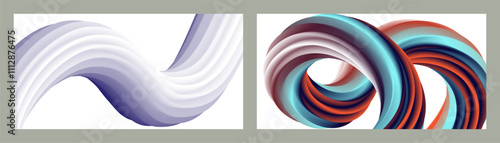 Abstract volumetric background. Cords. set of two illustrations. Toothpaste in a tube. Minimalism. Creative modern background. Cover design, wallpaper, background. eps vector.