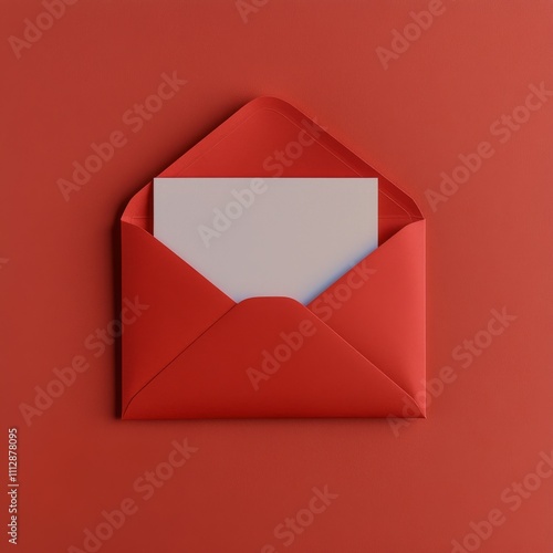 Red envelope with blank card on a vibrant background for personal messages an...
