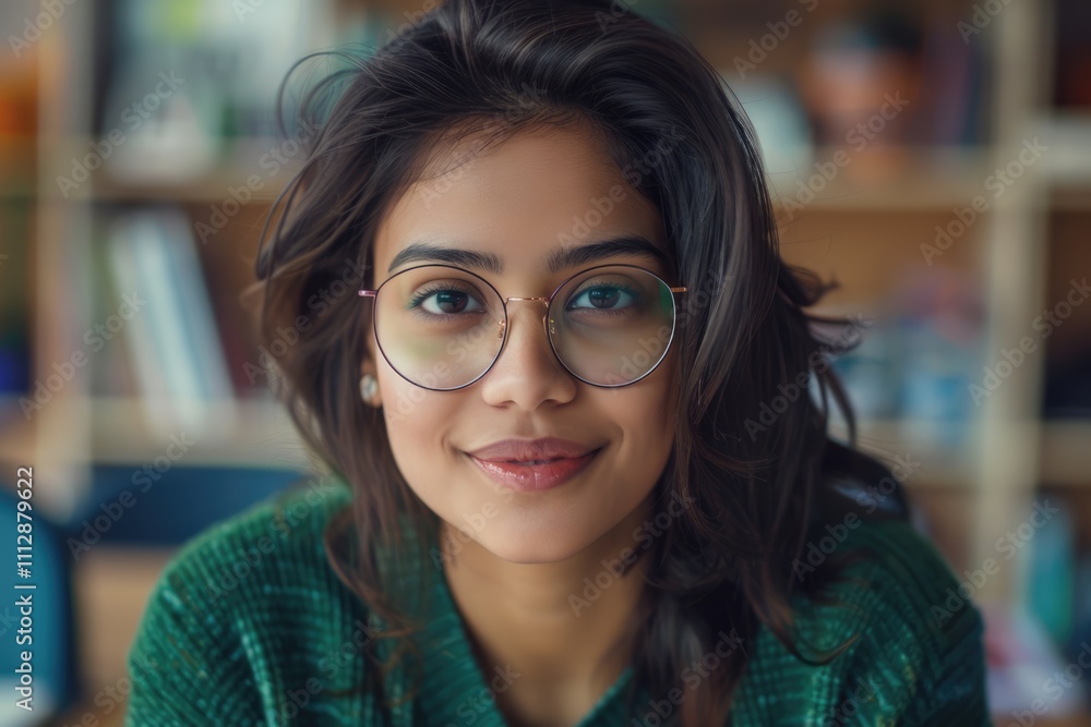 Close up portrait of confident young Indian woman in office. Close up portrait of confident young Indian woman in office.