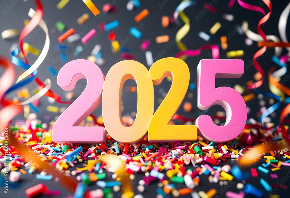 Get ready to party into 2025! This eye-catching Happy New Year's 2025 sign is surrounded by festive confetti and streamers, making it the perfect addition to your celebrations. Get ready to party into 2025! This eye-catching Happy New Year's 2025 sign is surrounded by festive confetti and streamers, making it the perfect addition to your celebrations.