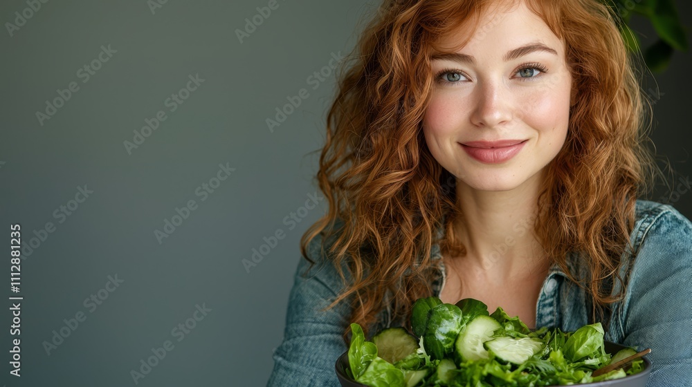 A woman holding a bowl of salad in her hands A woman holding a bowl of salad in her hands