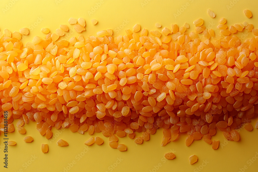 Orange lentils scattered on yellow background Orange lentils scattered on yellow background