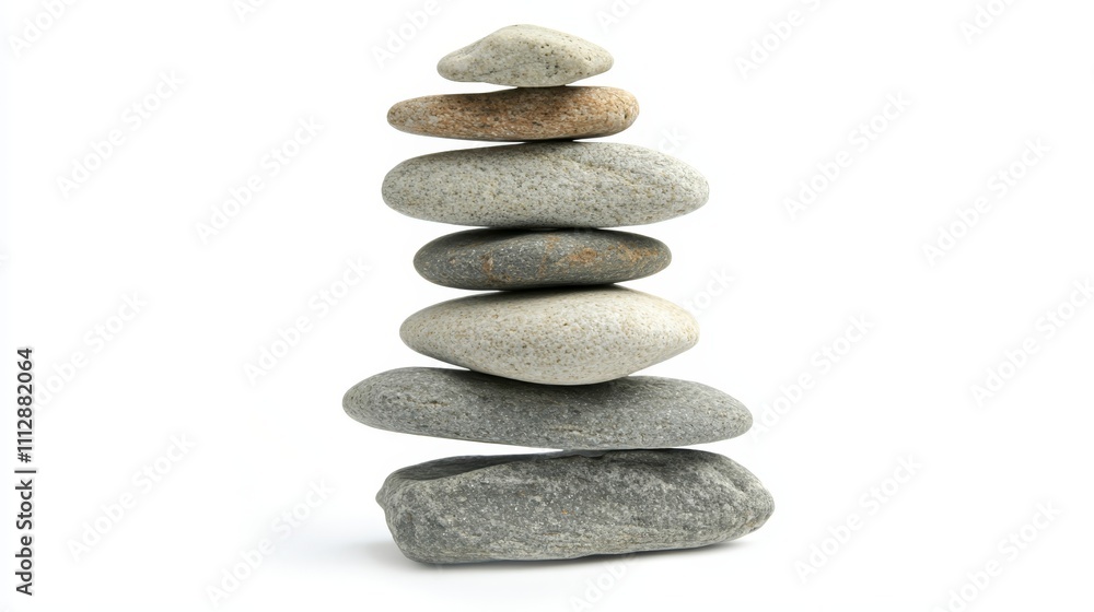A stack of pebbles on a white background A stack of pebbles on a white background