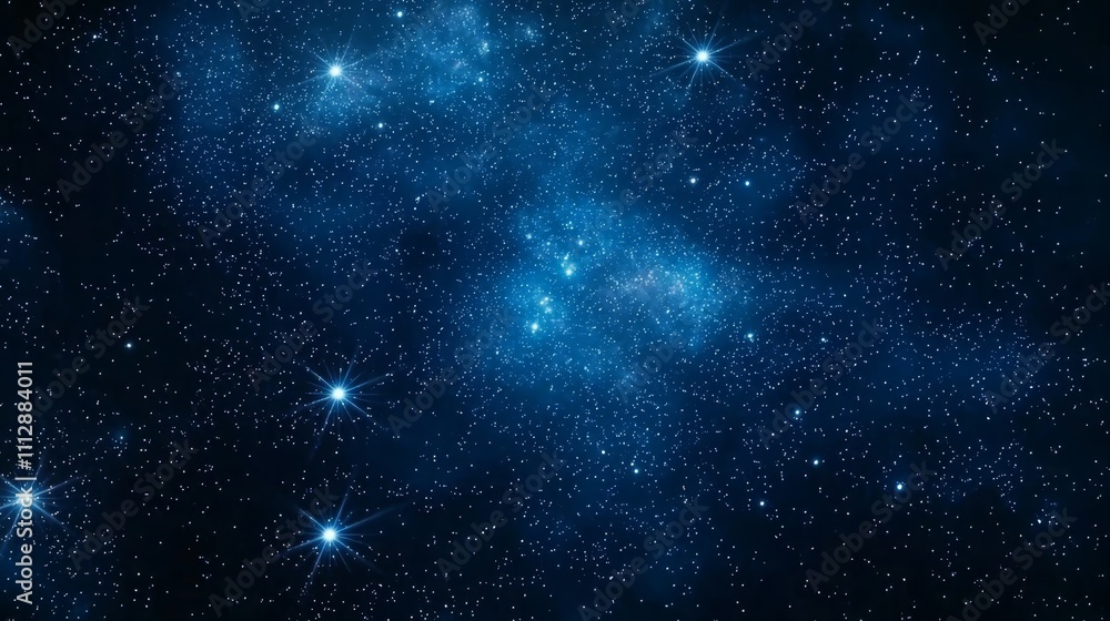 A dark blue night sky filled with stars