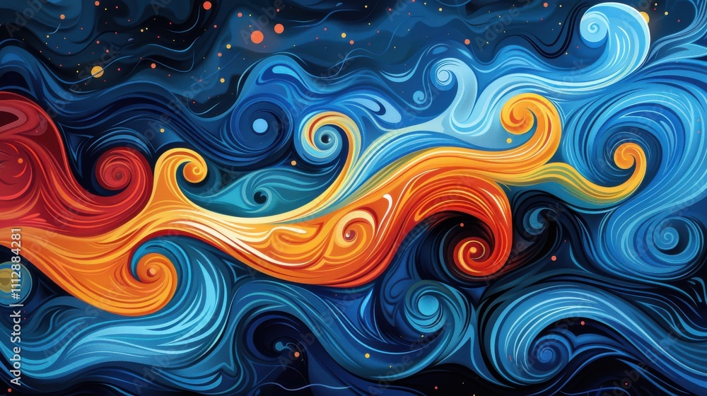 Abstract design with swirling patterns in vector format, representing vibrant water currents Abstract design with swirling patterns in vector format, representing vibrant water currents
