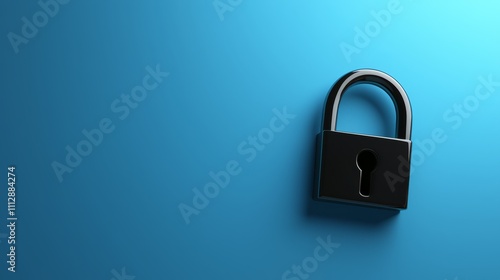 A black padlock on a blue background