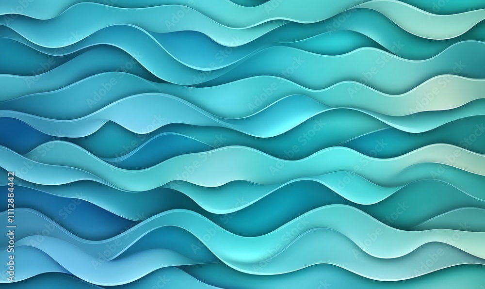 Abstract wavy layered background in shades of teal and blue. Abstract wavy layered background in shades of teal and blue.