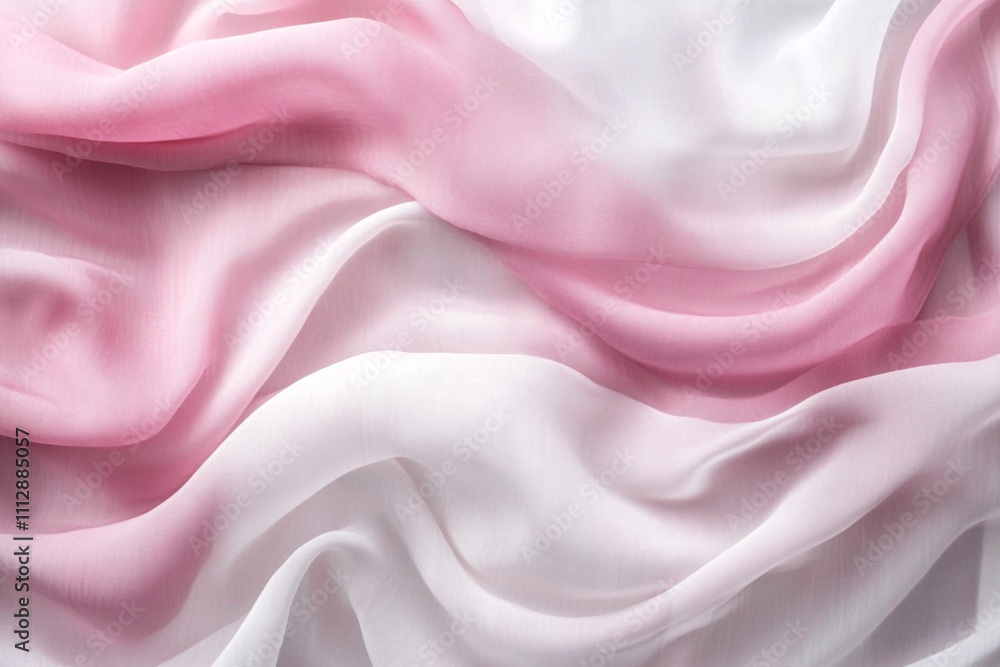 Soft pink and white flowing fabric with smooth folds and a delicate texture creating an elegant and romantic abstract background Soft pink and white flowing fabric with smooth folds and a delicate texture creating an elegant and romantic abstract background