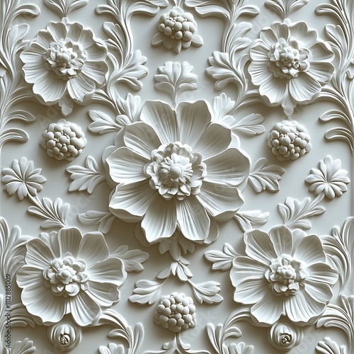 Beautiful Showcasing Intricate 3D Floral Relief with Elegant Decorative Details Picture