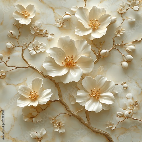 Beautiful Decorative Photo Highlighting Intricate 3D Floral Design with Elegance photo