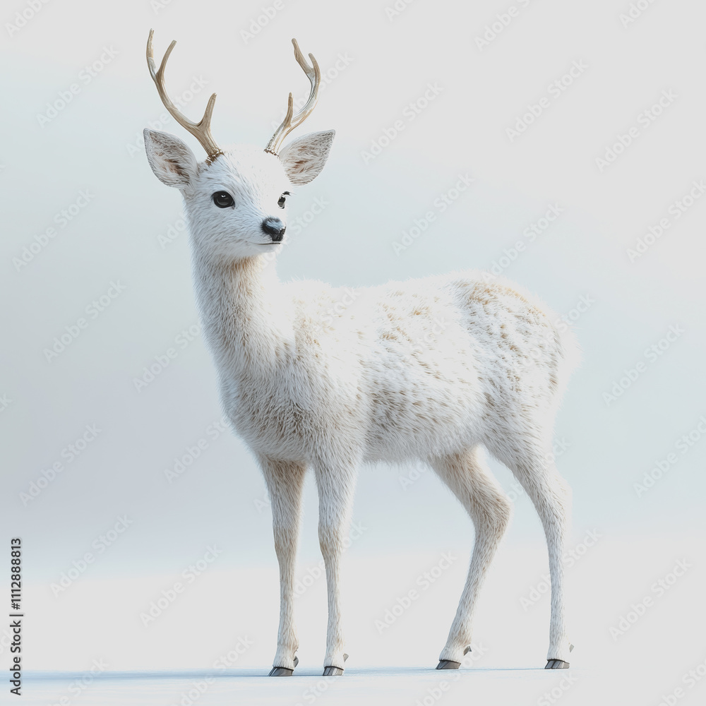 Adorable White Fawn with Antlers in a Soft Light Setting, Captivating Wildlife Illustration for Nature Lovers and Art Enthusiasts, Beautifully Rendered Adorable White Fawn with Antlers in a Soft Light Setting, Captivating Wildlife Illustration for Nature Lovers and Art Enthusiasts, Beautifully Rendered