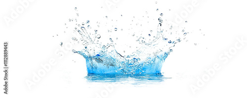 A splash of water is shown on a white background