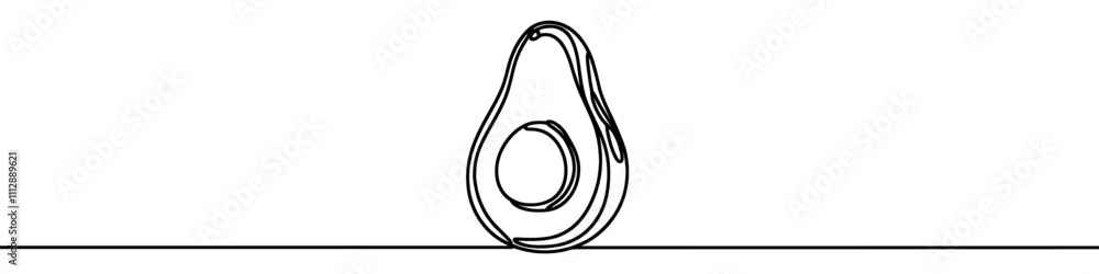 Minimalist continuous line drawing representing an avocado on a white background. Vector illustration. Minimalist continuous line drawing representing an avocado on a white background. Vector illustration.