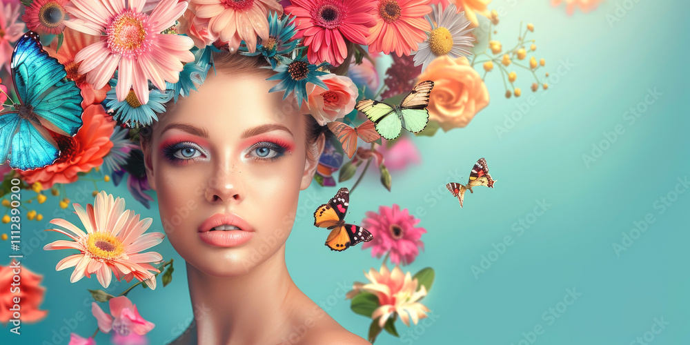 young woman with a wreath of flowers on her head Generative AI young woman with a wreath of flowers on her head Generative AI