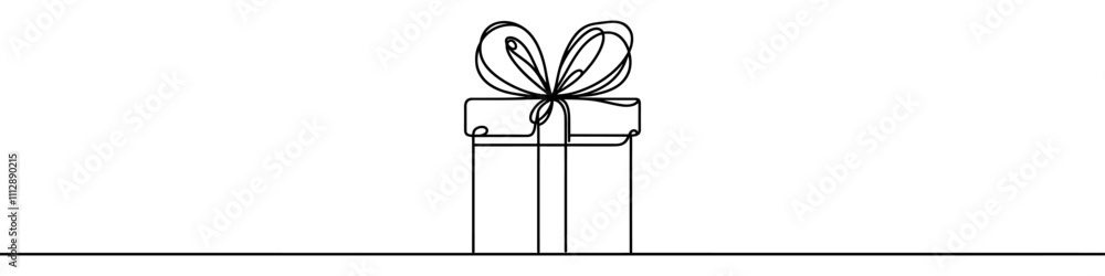 Minimalist vector illustration of a gift box drawn with a continuous line Minimalist vector illustration of a gift box drawn with a continuous line