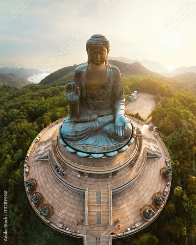 Fotografi Tian Tan Buddha, Big Buddah,  Lantau Island in Hongkong