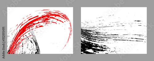 Strokes of black and red paint on a white background. Set of two templates. Graffiti element. Design template for the design of banners, posters, booklets, covers, magazines. EPS 10