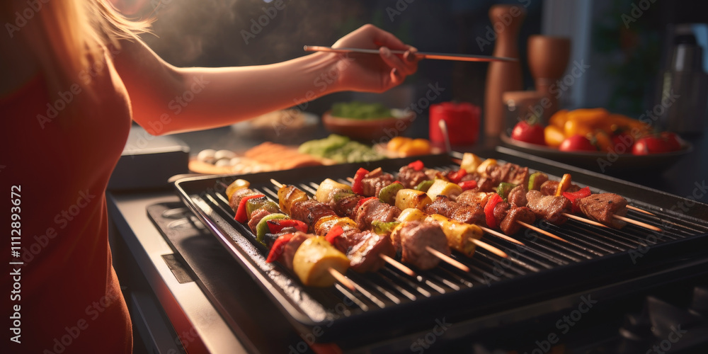 Naklejka premium woman cooking in the kitchen Generative AI