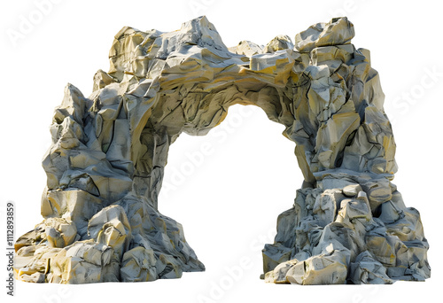 Rock archway exuding majesty and elegant craftsmanship, isolated on a transparent or white background. photo