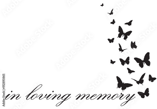 In loving memory illustration with butterflies