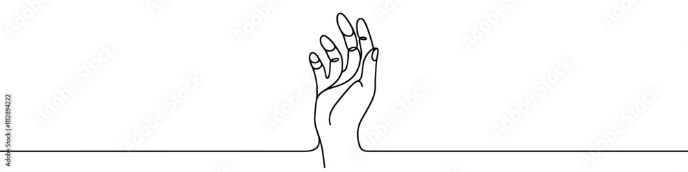 One continuous line illustration of a palm, isolated on white background. Line art of hand. One continuous line illustration of a palm, isolated on white background. Line art of hand.