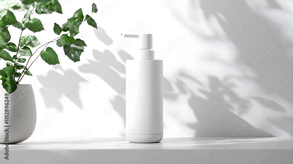 Minimalist White Pump Bottle for Liquid Soap on a White Background: A Study in Simplicity and Purity Minimalist White Pump Bottle for Liquid Soap on a White Background: A Study in Simplicity and Purity
