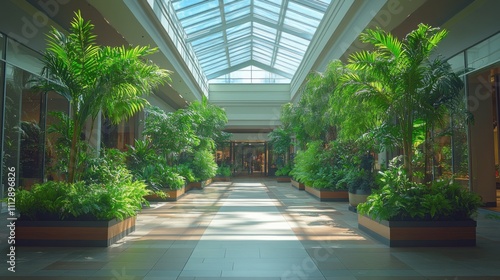 Many plants in the planters in the building