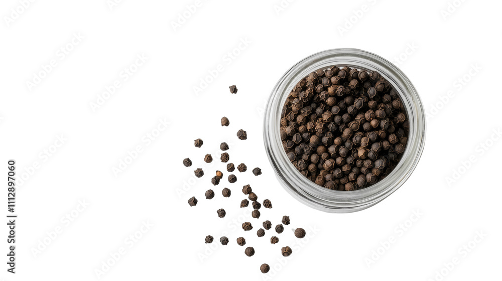 Black pepper in jar transparent background Black pepper in jar transparent background