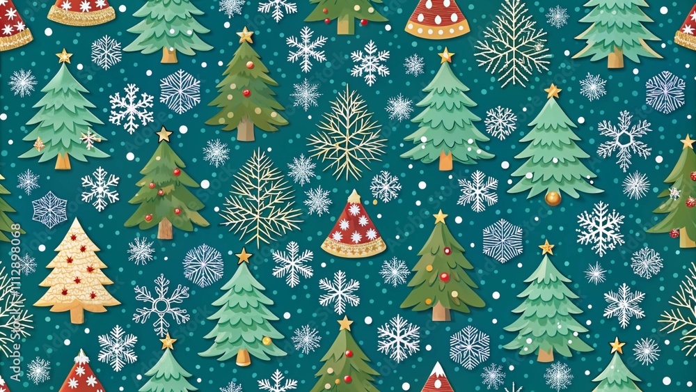christmas tree snowflakes seamless pattern
christmas tree snowflakes seamless pattern