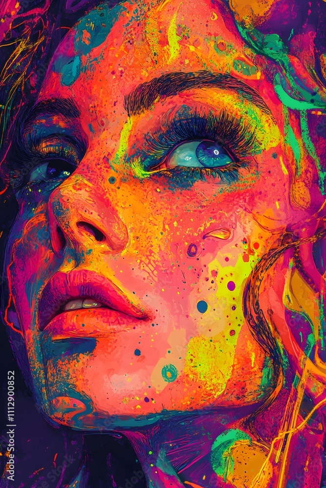 Fototapeta premium psychedelic woman full face colorful portrait