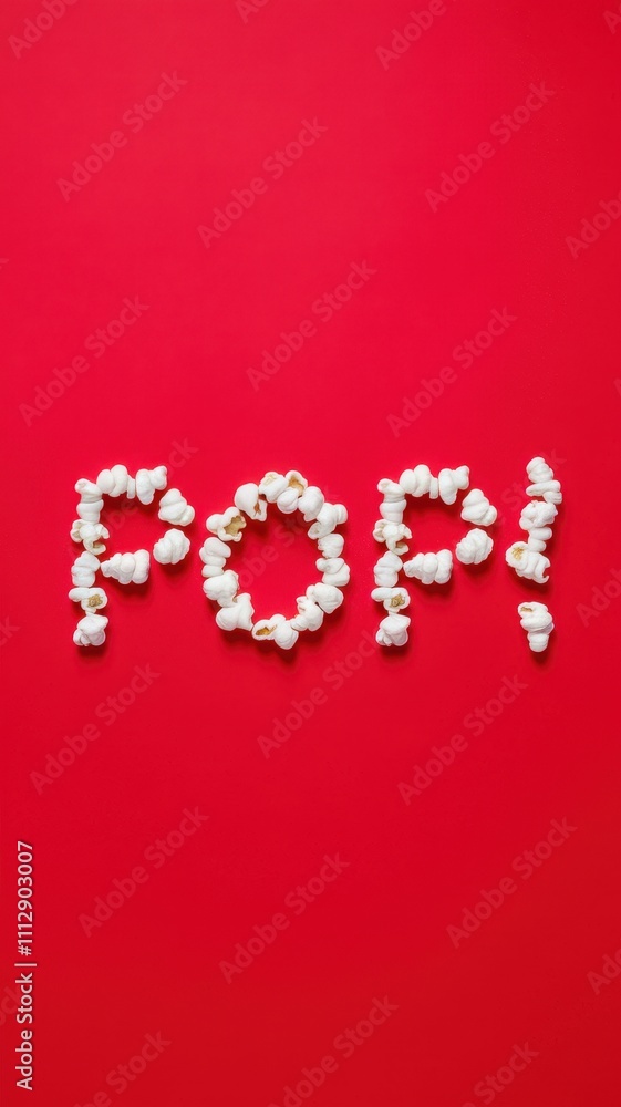 POP Made of Poppy Seeds on Bright Red Surface POP Made of Poppy Seeds on Bright Red Surface