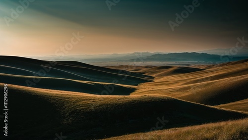 Golden Hills Sunset Landscape Grassland Scenic View Nature Photography