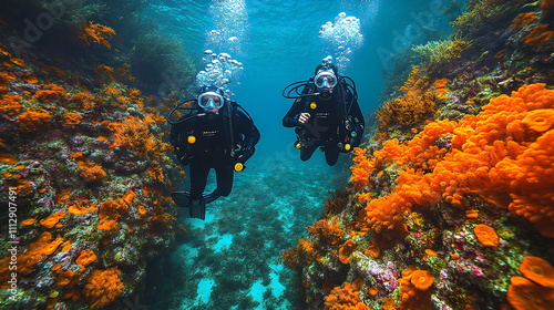 Wallpaper Mural Embark on an exhilarating diving adventure in the stunningly clear waters, surrounded by vibrant coral reefs Torontodigital.ca