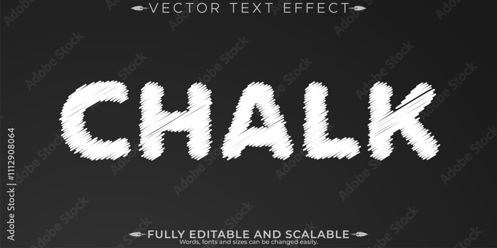 Obraz premium Chalk text effect, editable blackboard and school text style
