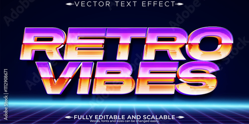 Vintage 80s text effect, editable retro future and cyber space text style