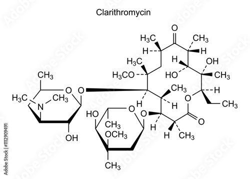 Chemical structure of clarithromycin, drug substance