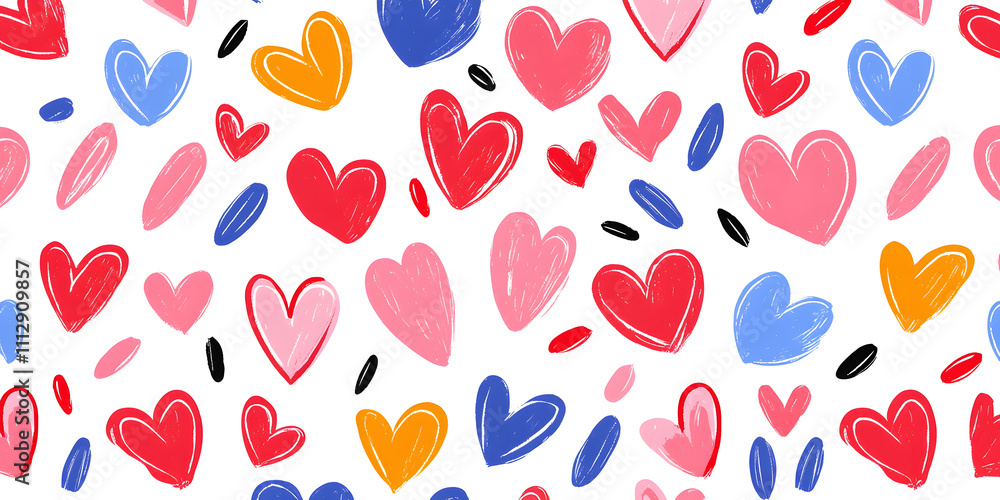 Seamless Pattern in Pastel Colours with a Light, Soft Love Hearts Theme, Perfect for Romantic and Heartfelt Designs Seamless Pattern in Pastel Colours with a Light, Soft Love Hearts Theme, Perfect for Romantic and Heartfelt Designs