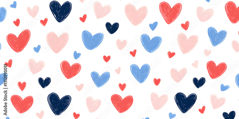 Seamless Pattern in Pastel Colours with a Light, Soft Love Hearts Theme, Perfect for Romantic and Heartfelt Designs Seamless Pattern in Pastel Colours with a Light, Soft Love Hearts Theme, Perfect for Romantic and Heartfelt Designs