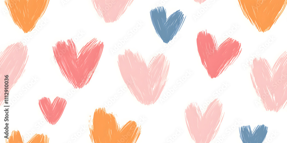 Seamless Pattern in Pastel Colours with a Light, Soft Love Hearts Theme, Perfect for Romantic and Heartfelt Designs Seamless Pattern in Pastel Colours with a Light, Soft Love Hearts Theme, Perfect for Romantic and Heartfelt Designs