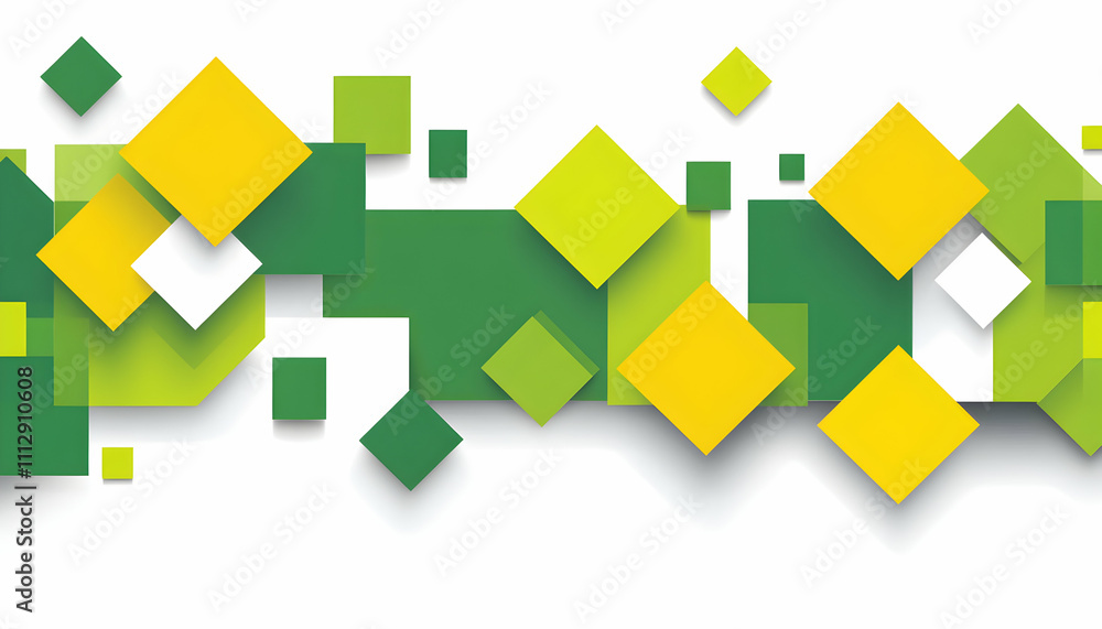 Abstract green and yellow geometric shapes on white background; modern design, ideal for presentations, websites, and marketing materials. Abstract green and yellow geometric shapes on white background; modern design, ideal for presentations, websites, and marketing materials.
