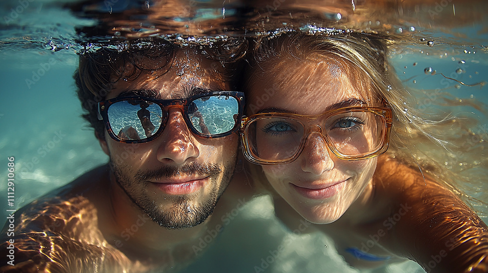 Fototapeta premium casal juntos debaixo da água 