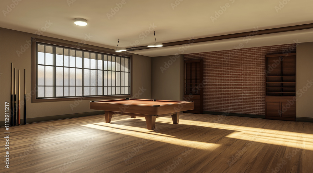 Classic Game Room Overlooking an Alley With Billiards Focus Classic Game Room Overlooking an Alley With Billiards Focus