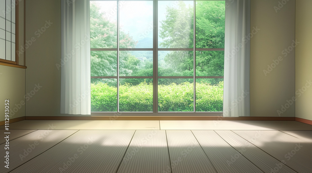 Japanese-Style Bedroom with Zen Garden View for Serenity Japanese-Style Bedroom with Zen Garden View for Serenity