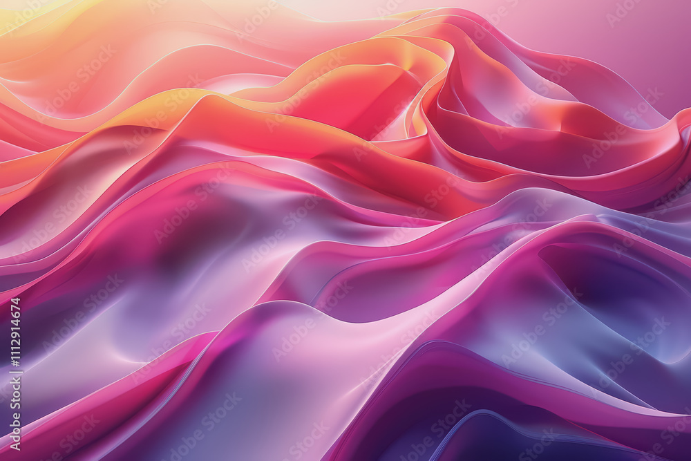 Fototapeta premium A striking 3D background featuring dynamic swirling shapes in gradient colors resembling ornaments.