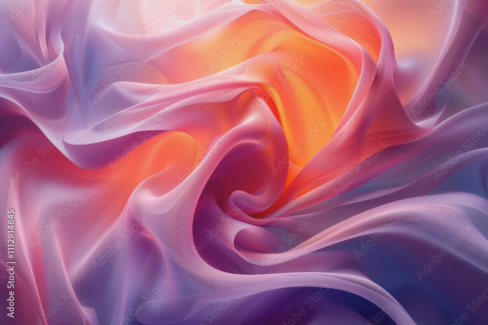 Obraz premium A striking 3D background featuring dynamic swirling shapes in gradient colors resembling ornaments.