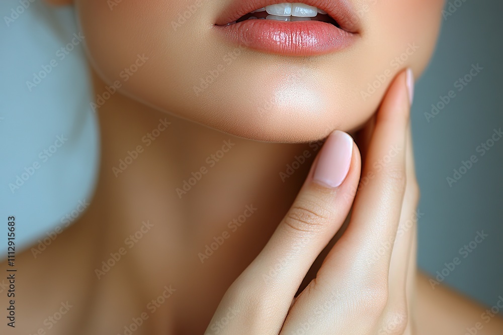 Obraz premium Young woman applying skincare cream to her face