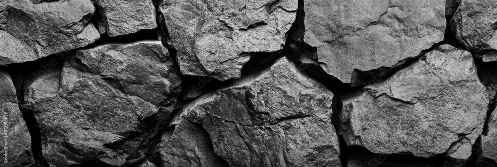 Panoramic View of Gritty Grey Stone Texture with Dark Anthracite Hues for Backgrounds Panoramic View of Gritty Grey Stone Texture with Dark Anthracite Hues for Backgrounds