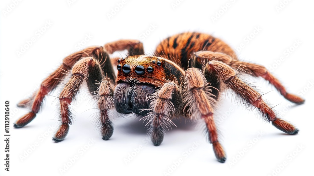 Solitary Brown Spider on Pure White Background: A Study of Nature's Wild Colors Solitary Brown Spider on Pure White Background: A Study of Nature's Wild Colors