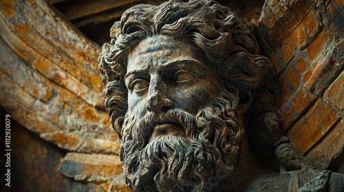 Majestic Zeus: Close-Up of the Ancient King of Gods Emitting Thunderbolts in Greek Heritage photo