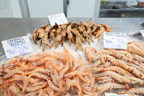 Fresh seafood in the market photo